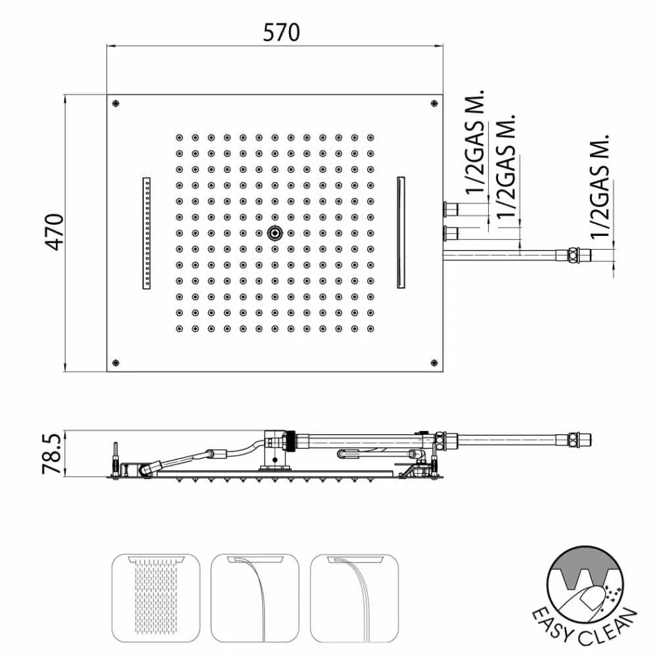Bossini Dream sprchová hlavice se třemi individuálními a moderními tryskami Viadurini