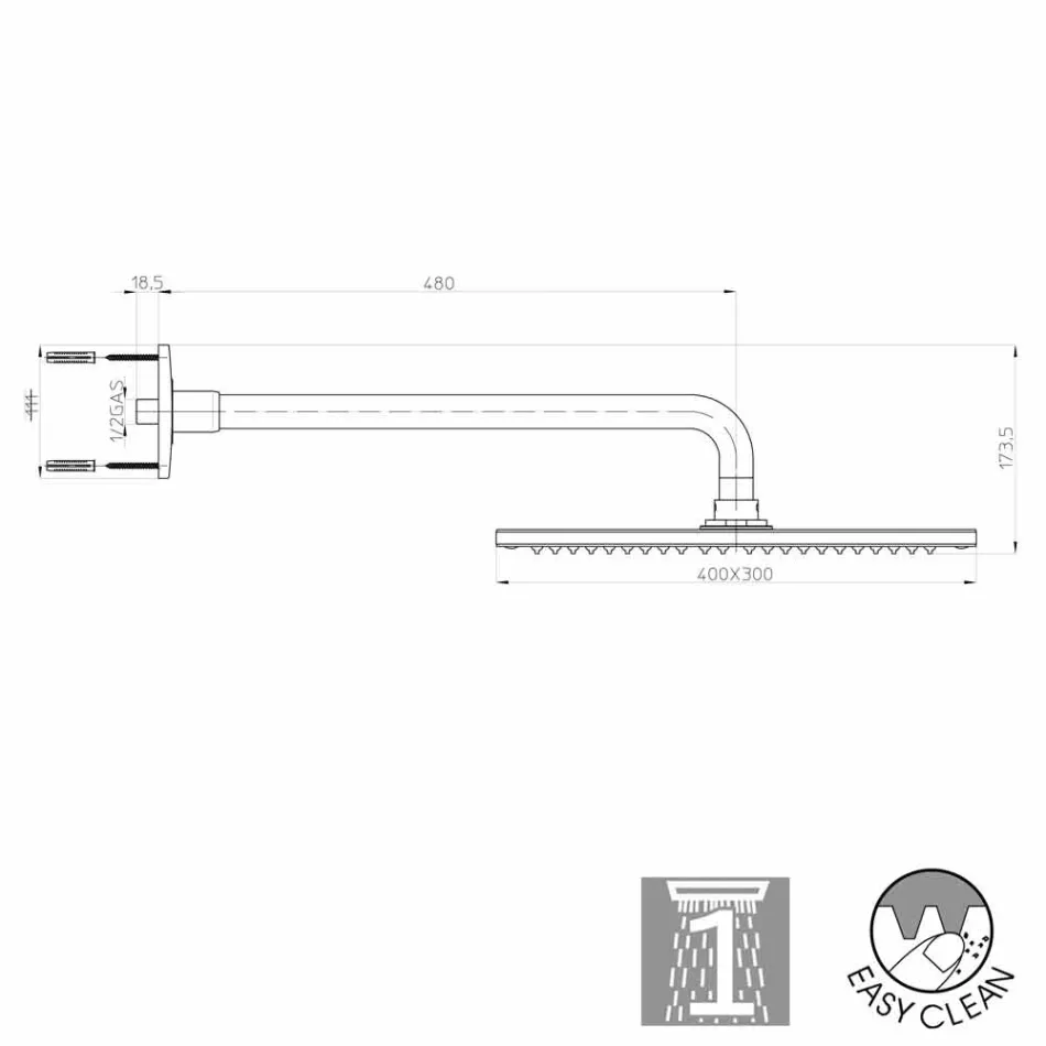 Bossini Dream elegantní chromová sprchová hlavice s jedním ramena ostřikovače Viadurini