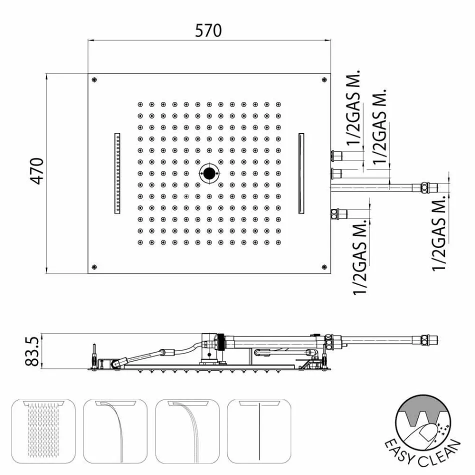 Bossini Dream Původní moderní sprchová hlavice a čtyři funkce Viadurini