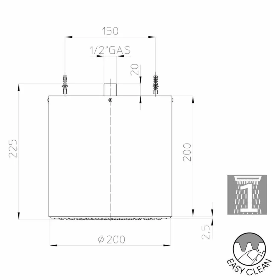 Bossini Oki sprchová hlavice 200 s moderním designem v trysce Viadurini
