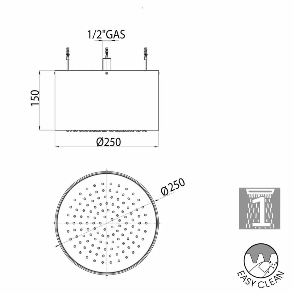 Bossini Oki sprchová hlavice kolo v tryskovém moderním stylu Viadurini