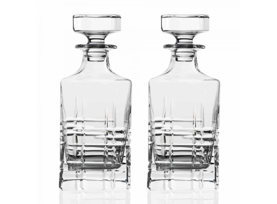 Láhev a sklenice na luxusní whisky v ekologickém křišťálu 6 kusů - arytmie