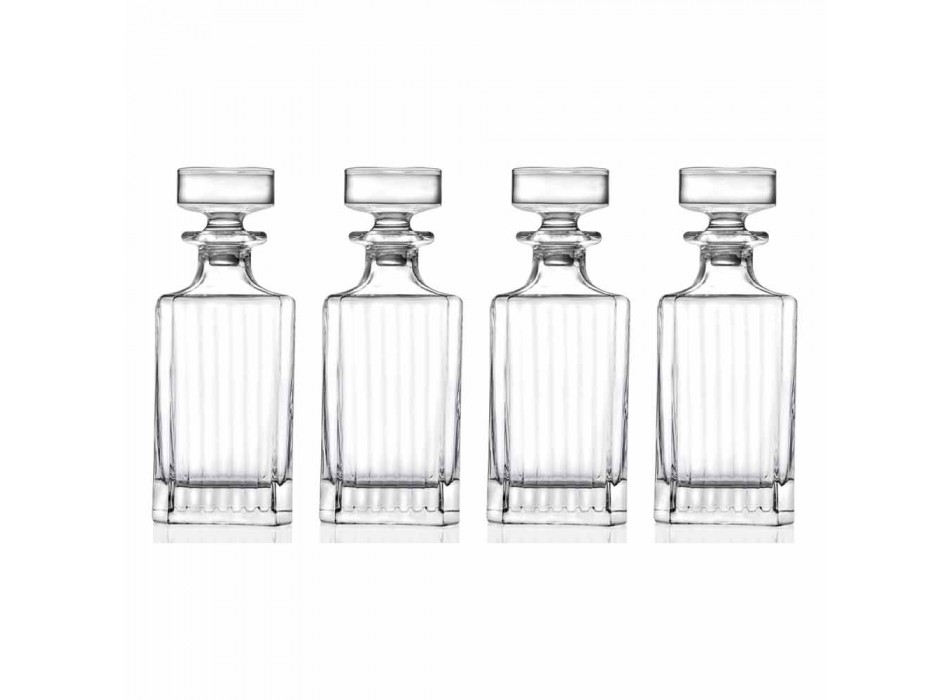4dílné lahve na whisky se čtvercovým designem Eco Crystal - Senzatempo Viadurini