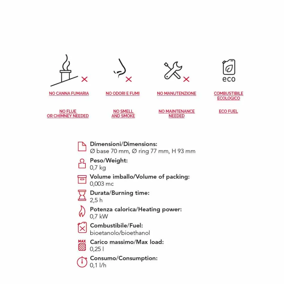 kruhový hořák z bioetanolu zapuštěné ruční Griffe 4 Viadurini