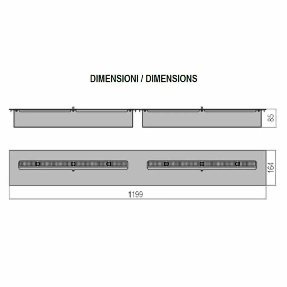 Lineární ruční hořák z nerezové oceli pro krb na bioethanol - Brandon Viadurini