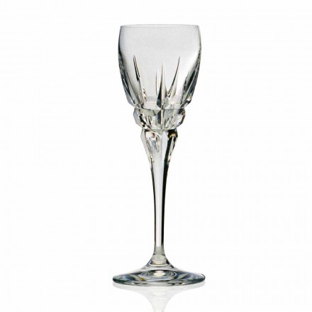 Křišťálové sklenice na bílé víno s manuálními řezbami 12 kusů - Fiucco Viadurini