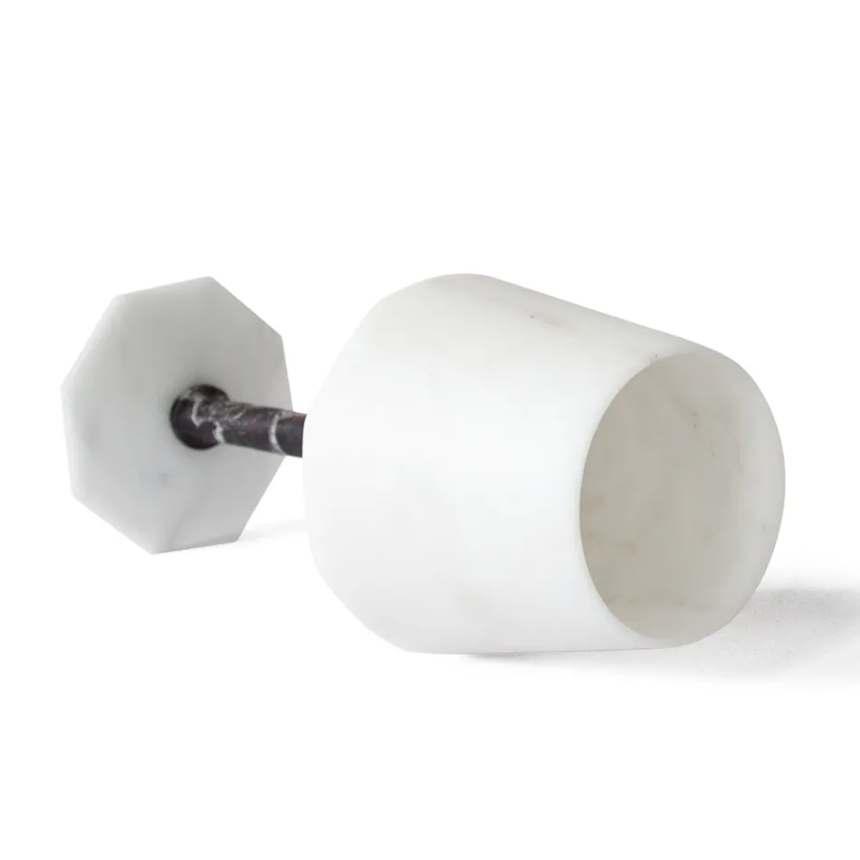 Sklenice na víno ze saténově bílého carrarského mramoru a červeného Levanto - Caglio Viadurini