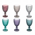Pohár na víno nebo vodu v barevném nebo průhledném skle s dekoracemi, 12 kusů - Rocca