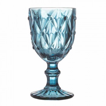 Barevné skleněné poháry v reliéfním skle, 12 kusů - Angers