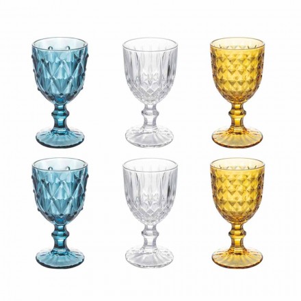 Barevné skleněné poháry v reliéfním skle, 12 kusů - Angers Viadurini