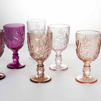 Barevné poháry ve skleněné a korálové výzdobě, 12 kusů - karmínová