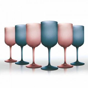 Barevné sklenice na víno v matné sklenici s ledovým efektem 12 kusů - Norvegio