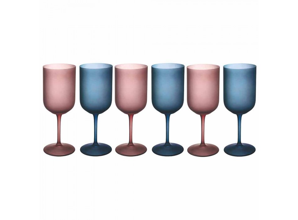 Barevné sklenice na víno v matné sklenici s ledovým efektem 12 kusů - Norvegio