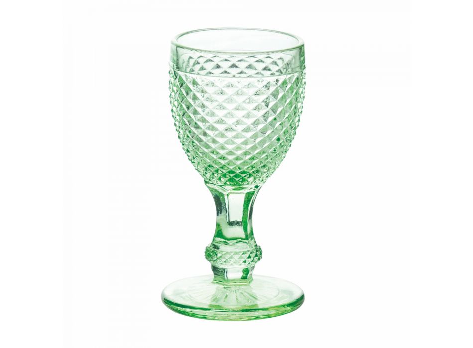 Likérové poháry z barevného skla a kosočtvercové dekorace 12 kusů - Brillo Viadurini