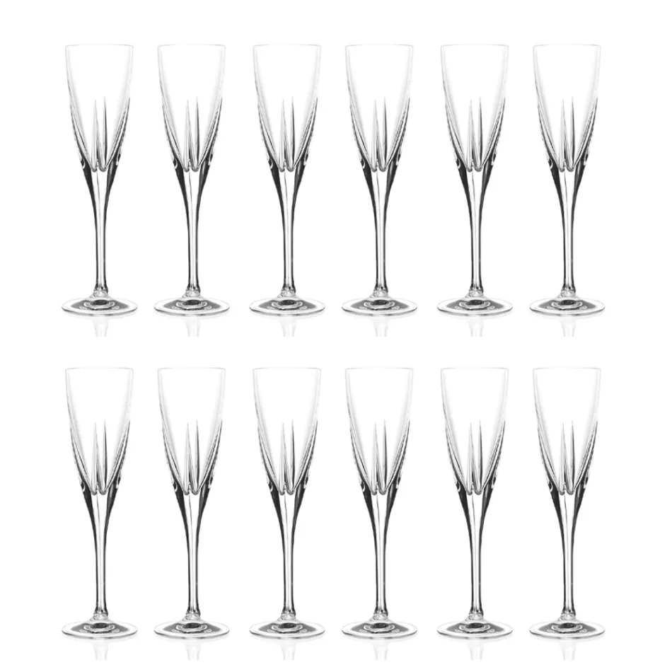 Sklenice na flétnu z barevného nebo průhledného ekologického krystalu 12 ks - amalgám Viadurini