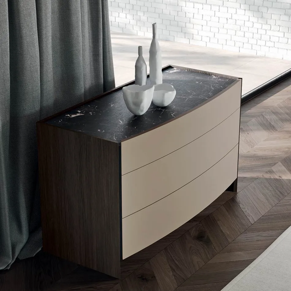 Moderní stylová 4prvková ložnice vyrobená v Itálii - Calimero Viadurini