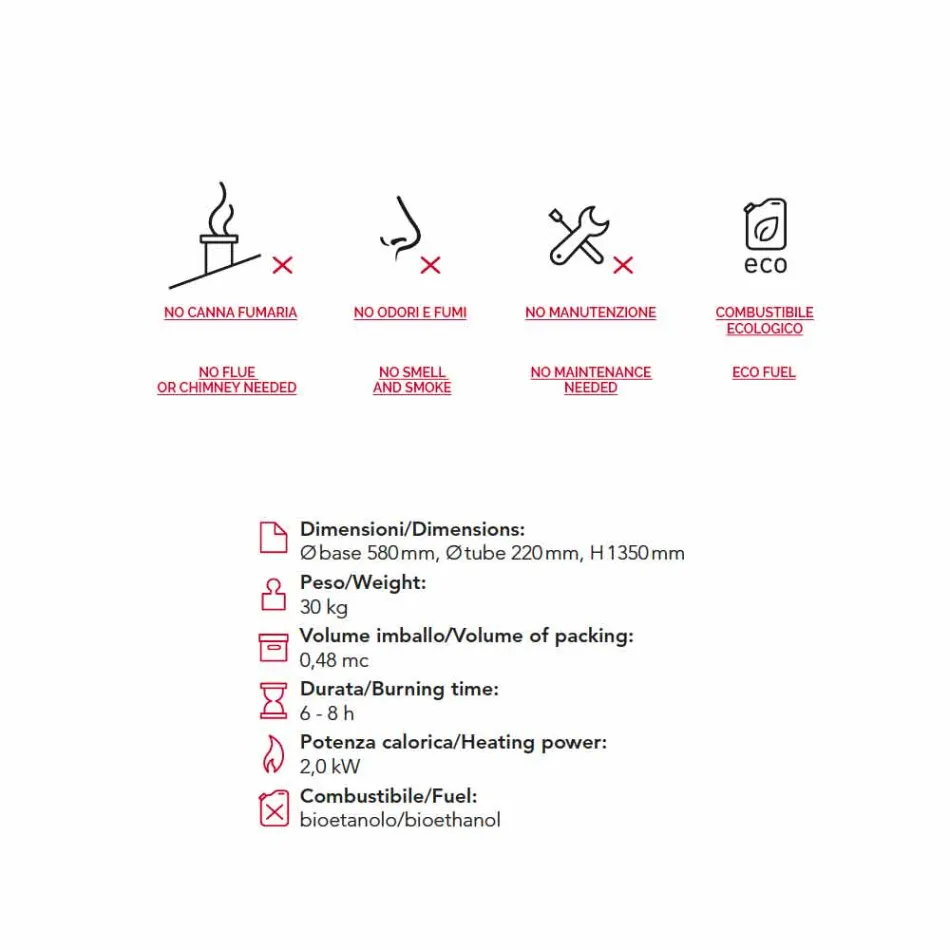 Ohniště Bioethanol Outdoor Dean lakovaná ocel podlaha Viadurini