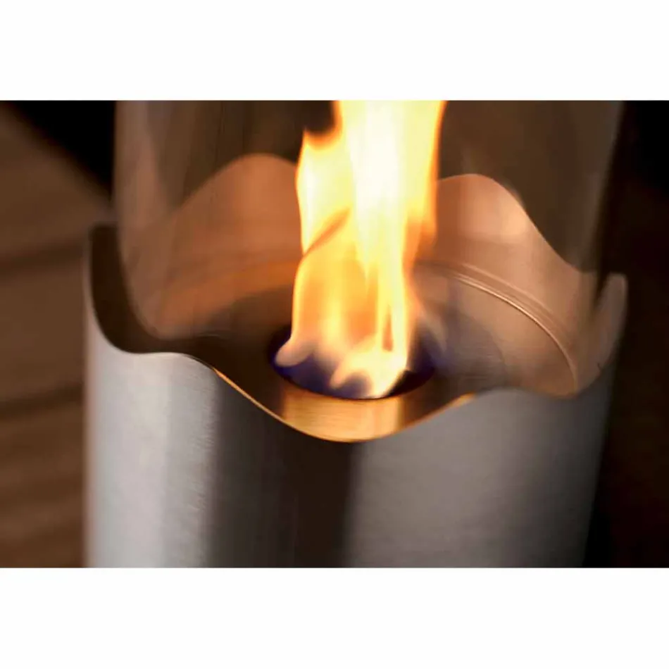 Ohniště Bioetanol z nerezové oceli a skla stůl Leon, made in Italy Viadurini