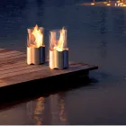 Ohniště Bioetanol z nerezové oceli a skla stůl Leon, made in Italy Viadurini