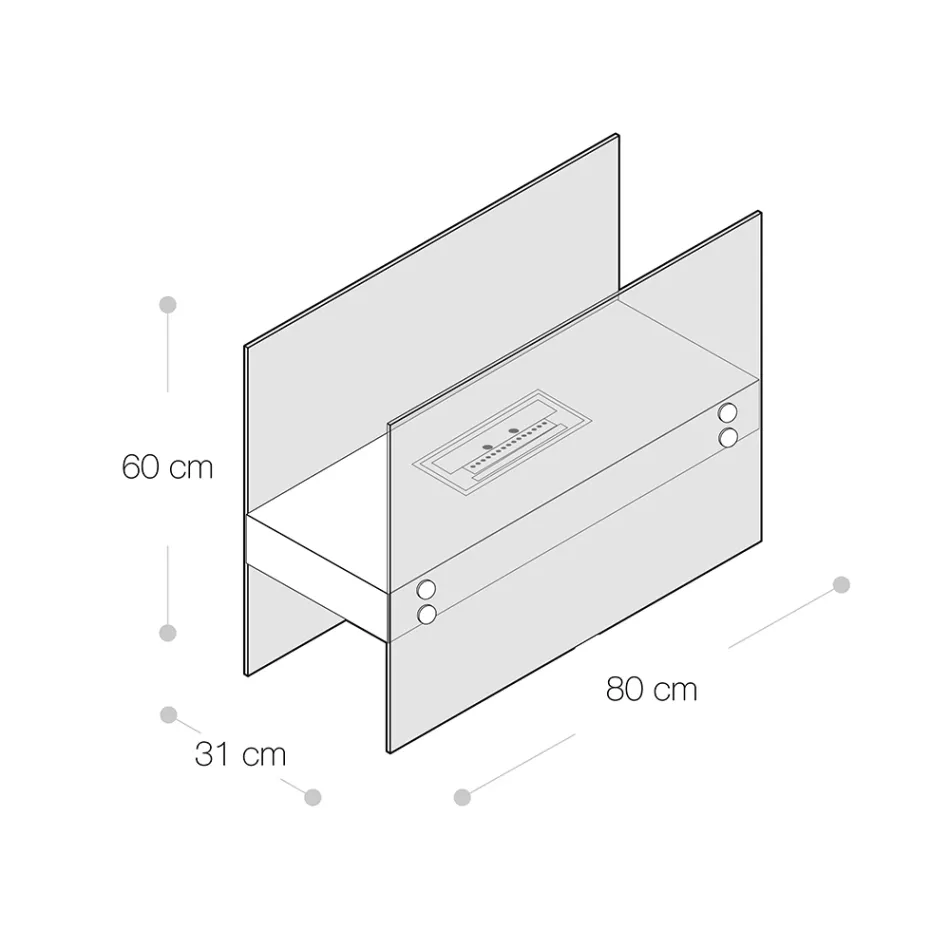 Bioetanolový podlahový krb z černého kovu a tvrzeného skla - Violante Viadurini