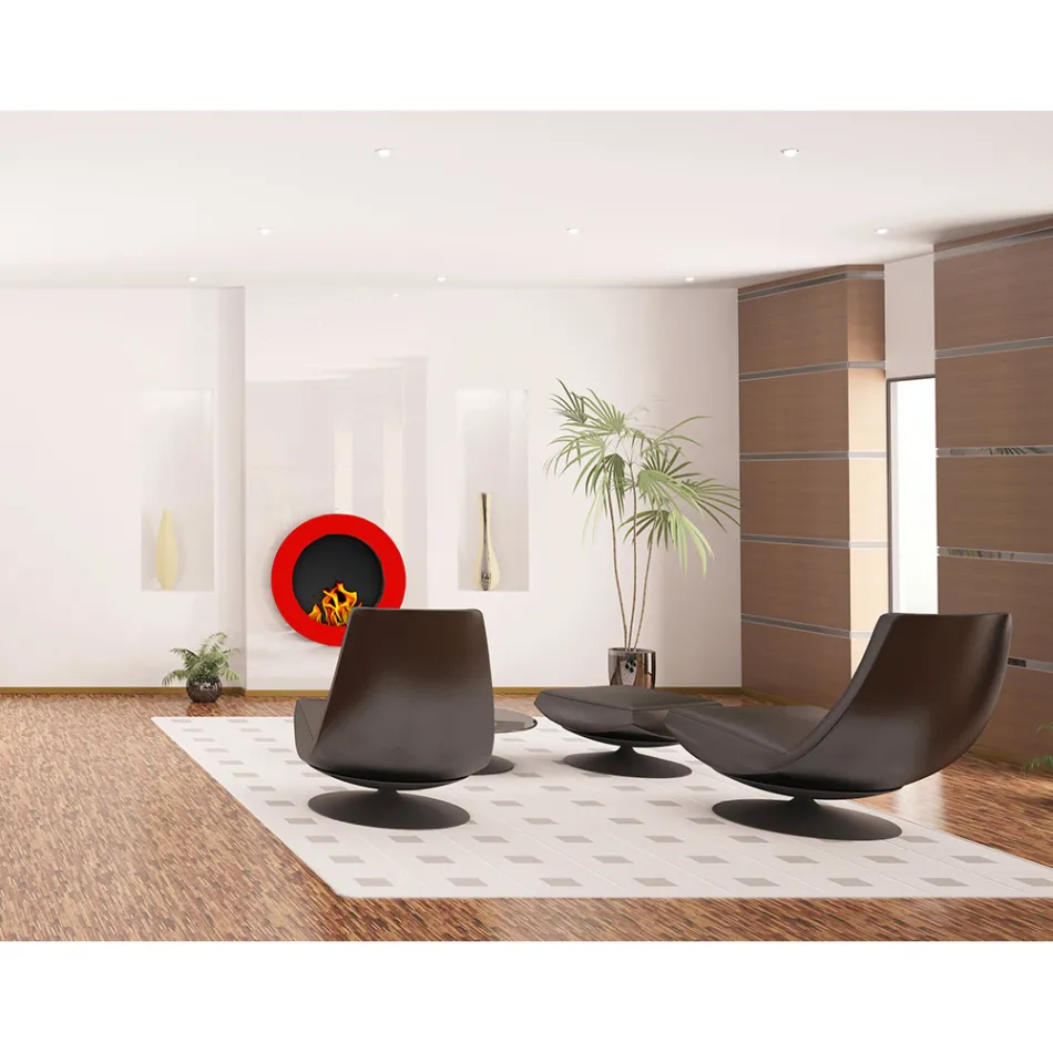 Kulatý designový nástěnný bioethanový krb z lakované oceli - Trenton Viadurini