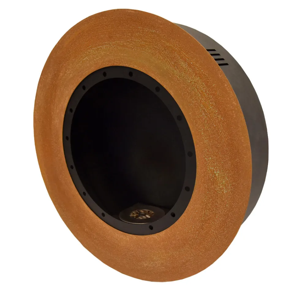 Kulatý designový nástěnný bioethanový krb z lakované oceli - Trenton Viadurini