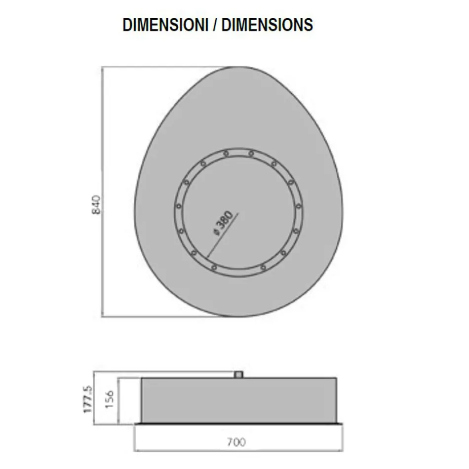 Nástěnný krb z bioethanolu v oválném provedení lakovaná ocel - Guiscard Viadurini