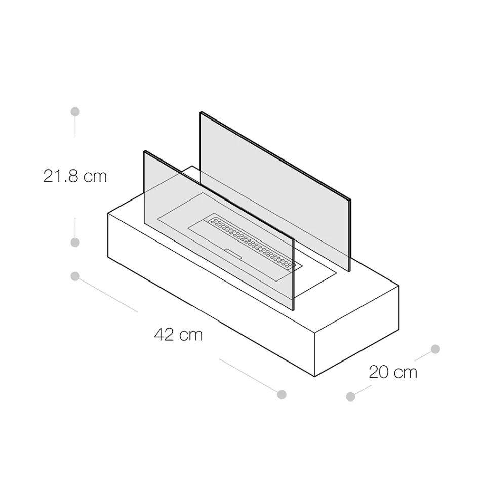 Stolní bioetanolový krb z tvrzeného skla a černého kovu - Fiandre Viadurini
