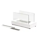 Stolní bioetanolový krb z tvrzeného skla a kovu - stříbro Viadurini