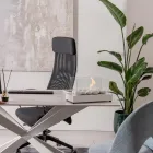 Stolní bioetanolový krb z tvrzeného skla a kovu - stříbro Viadurini