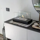 Stolní bioetanolový krb z tvrzeného skla a kovu - stříbro Viadurini