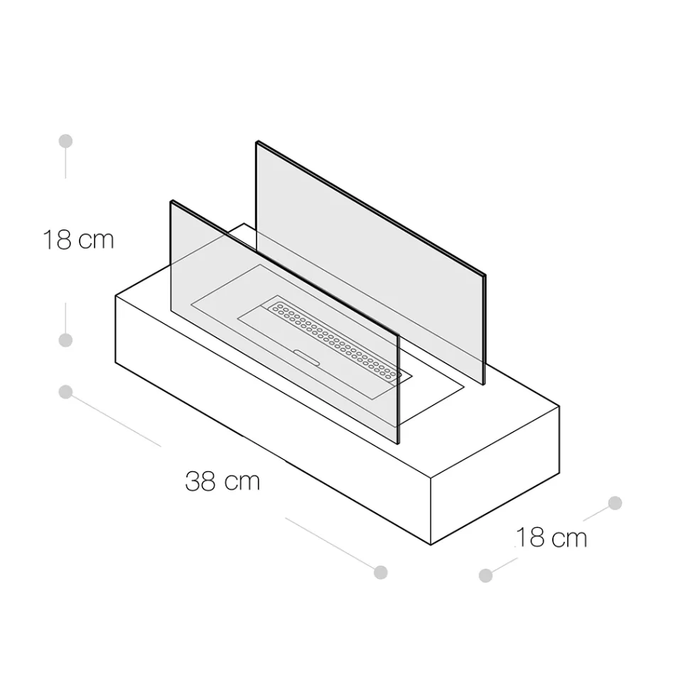 Stolní bioetanolový krb z tvrzeného skla a kovu - stříbro Viadurini