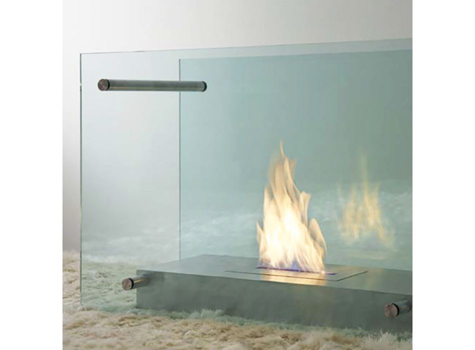 Krb na podlahu z bioethanolu v designu skla a oceli pro interiér - Edison Viadurini