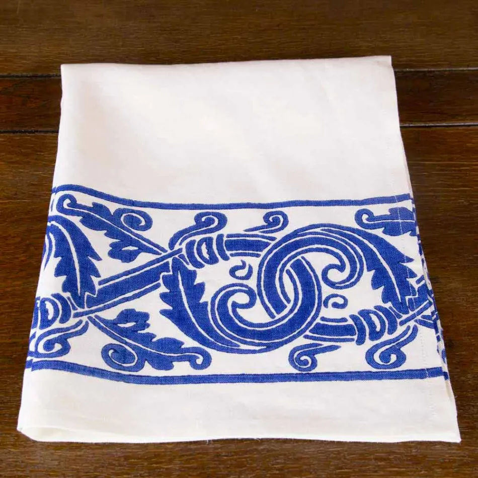 Plátěné plátno italského řemesla s ručně tištěným designem - ochranné známky Viadurini