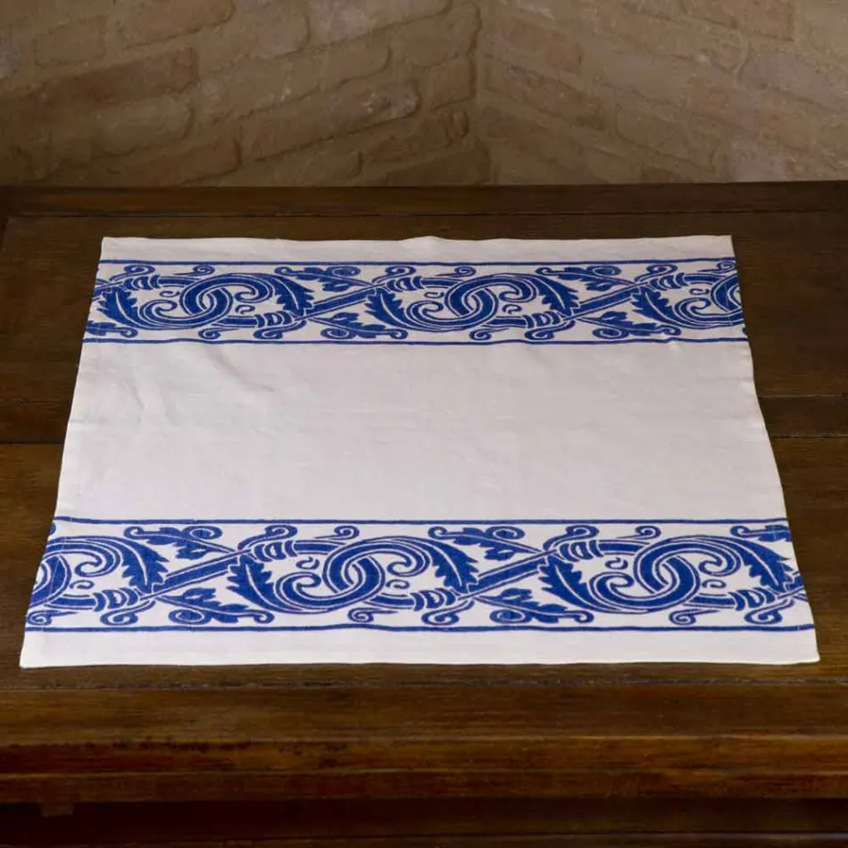 Plátěné plátno italského řemesla s ručně tištěným designem - ochranné známky Viadurini