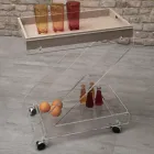 Vozík 2 police z průhledného akrylového křišťálu s podnosem - Zazza Viadurini