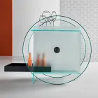 Tyčový vozík z extra čirého skla s kolečky a výsuvným podnosem - Pigolo Viadurini