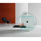 Tyčový vozík z extra čirého skla s kolečky a výsuvným podnosem - Pigolo Viadurini