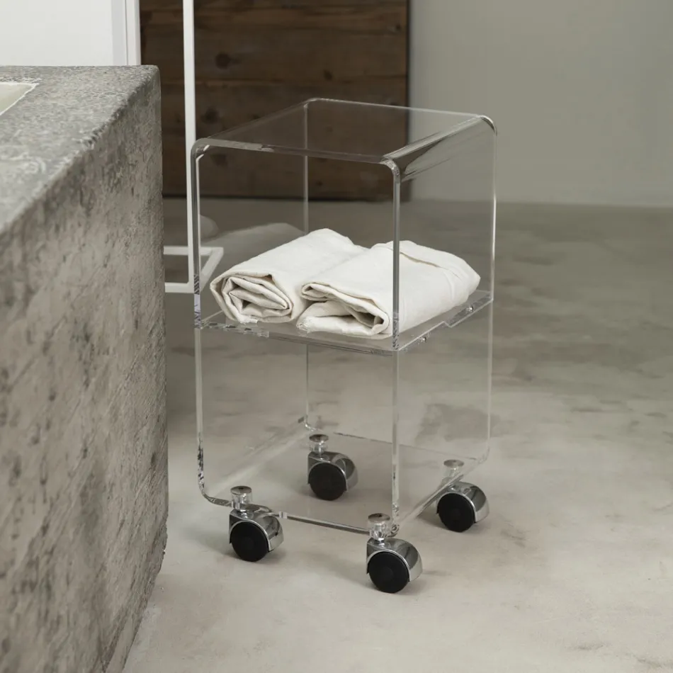 Sloupek na vozík z průhledného akrylového krystalu 1 nebo 3 police - Minervo Viadurini