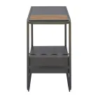 Venkovní vozík z hliníku a pryskyřičného dřeva s kolečky - Virel Viadurini