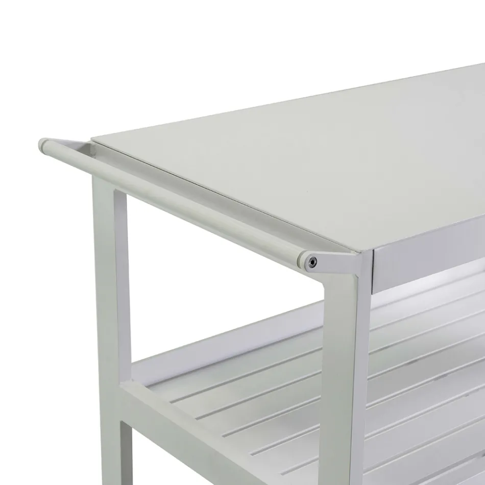 Hliníkový vozík s různými povrchovými úpravami, kolečky a 3 policemi - stan Viadurini