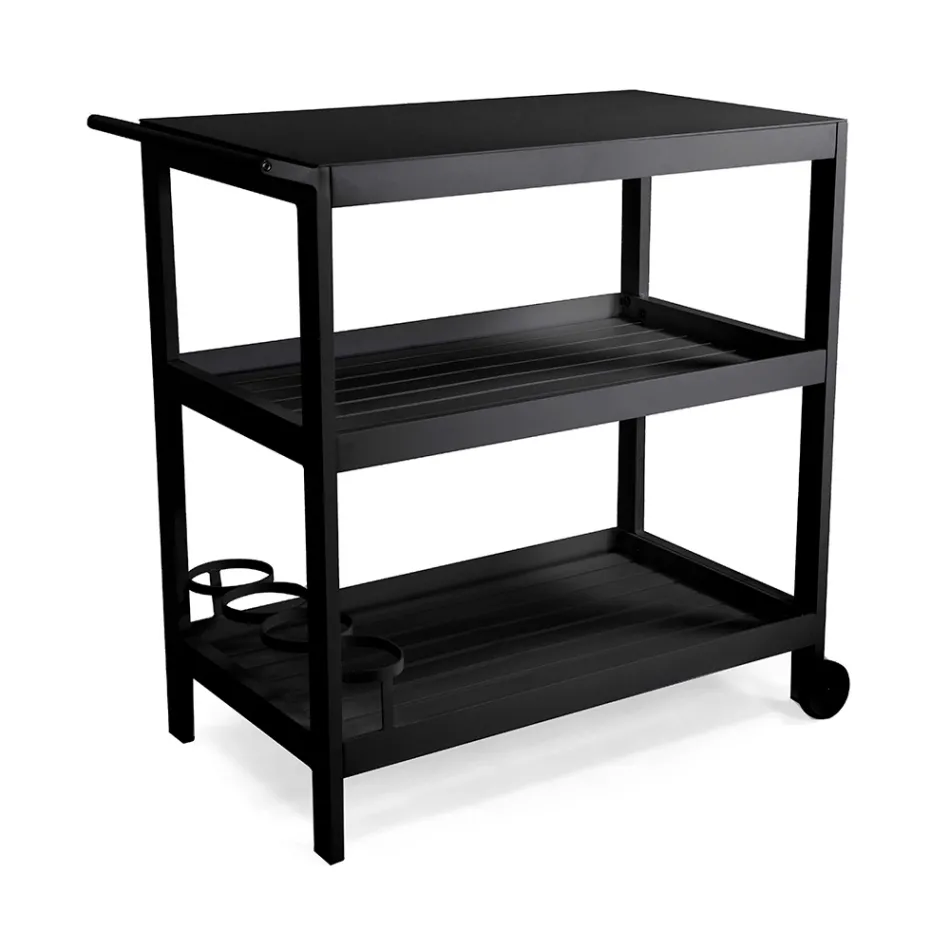 Hliníkový vozík s různými povrchovými úpravami, kolečky a 3 policemi - stan Viadurini