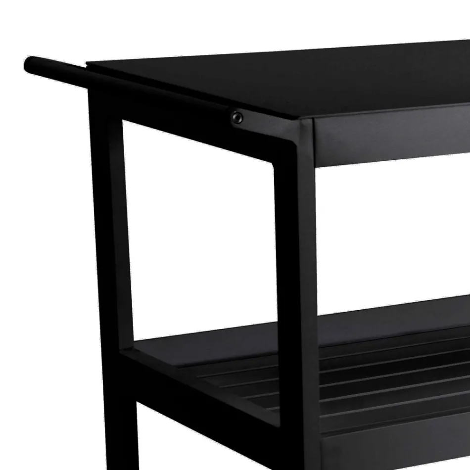 Hliníkový vozík s různými povrchovými úpravami, kolečky a 3 policemi - stan Viadurini