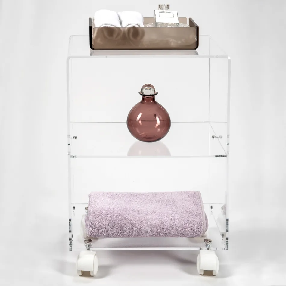 Vozík na předměty s plexi kolečky Made in Italy - Rudolf Viadurini