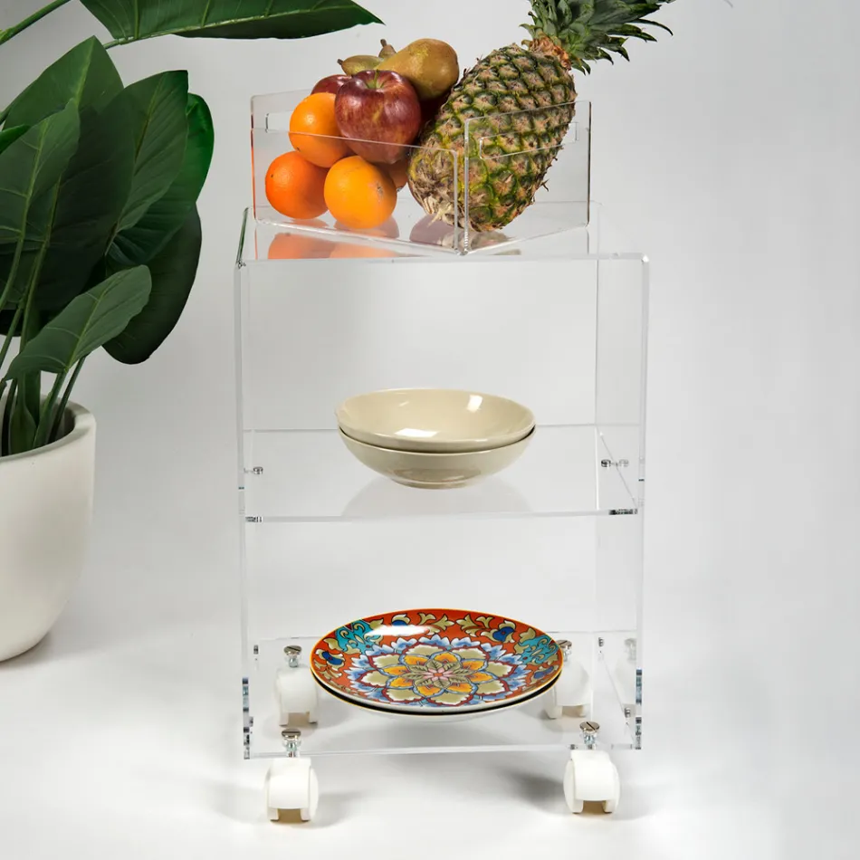 Vozík na předměty s plexi kolečky Made in Italy - Rudolf Viadurini