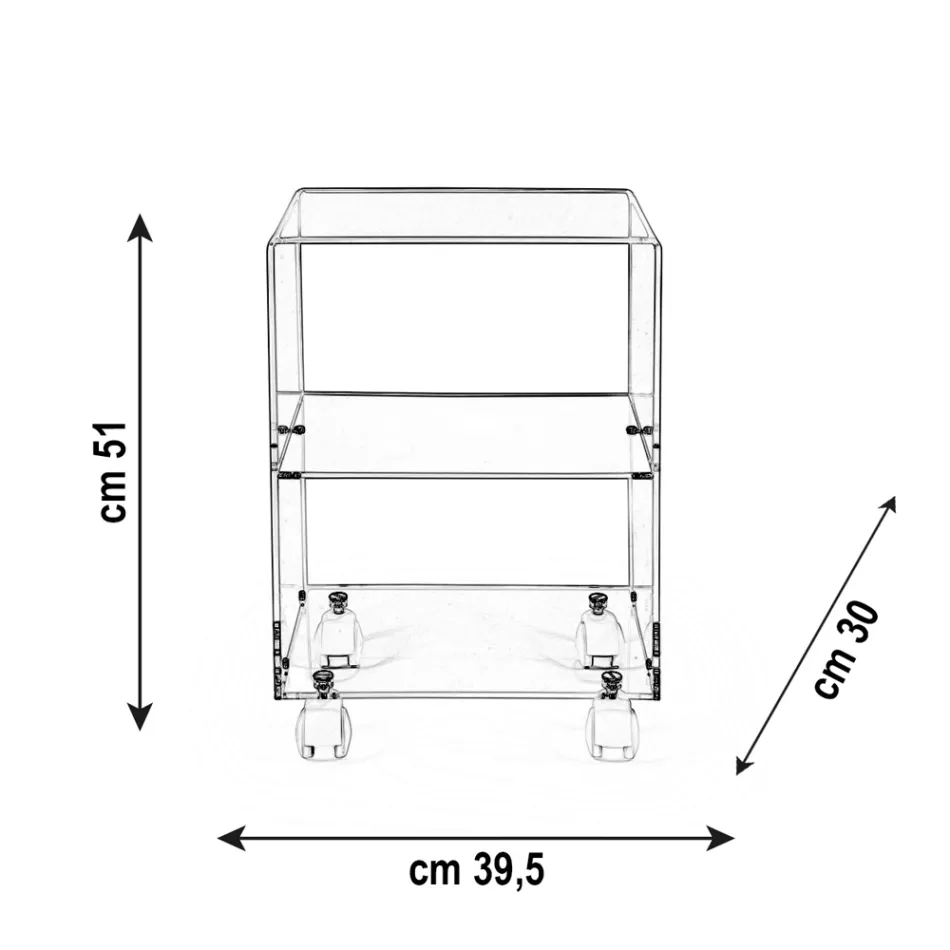 Vozík na předměty s plexi kolečky Made in Italy - Rudolf Viadurini