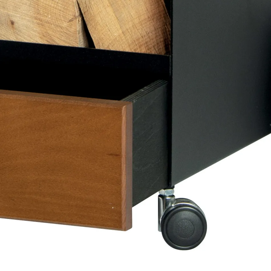 Dřevěný vozík se zásuvkou a kolečky Made in Italy - Alpaca Viadurini