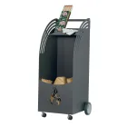 Kovový dřevěný vozík s policí a 4 kolečky Made in Italy - Geco Viadurini