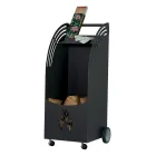 Kovový dřevěný vozík s policí a 4 kolečky Made in Italy - Geco Viadurini