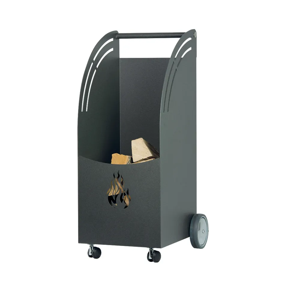 Kovový dřevěný vozík se 4 kolečky Made in Italy - Beruška Viadurini